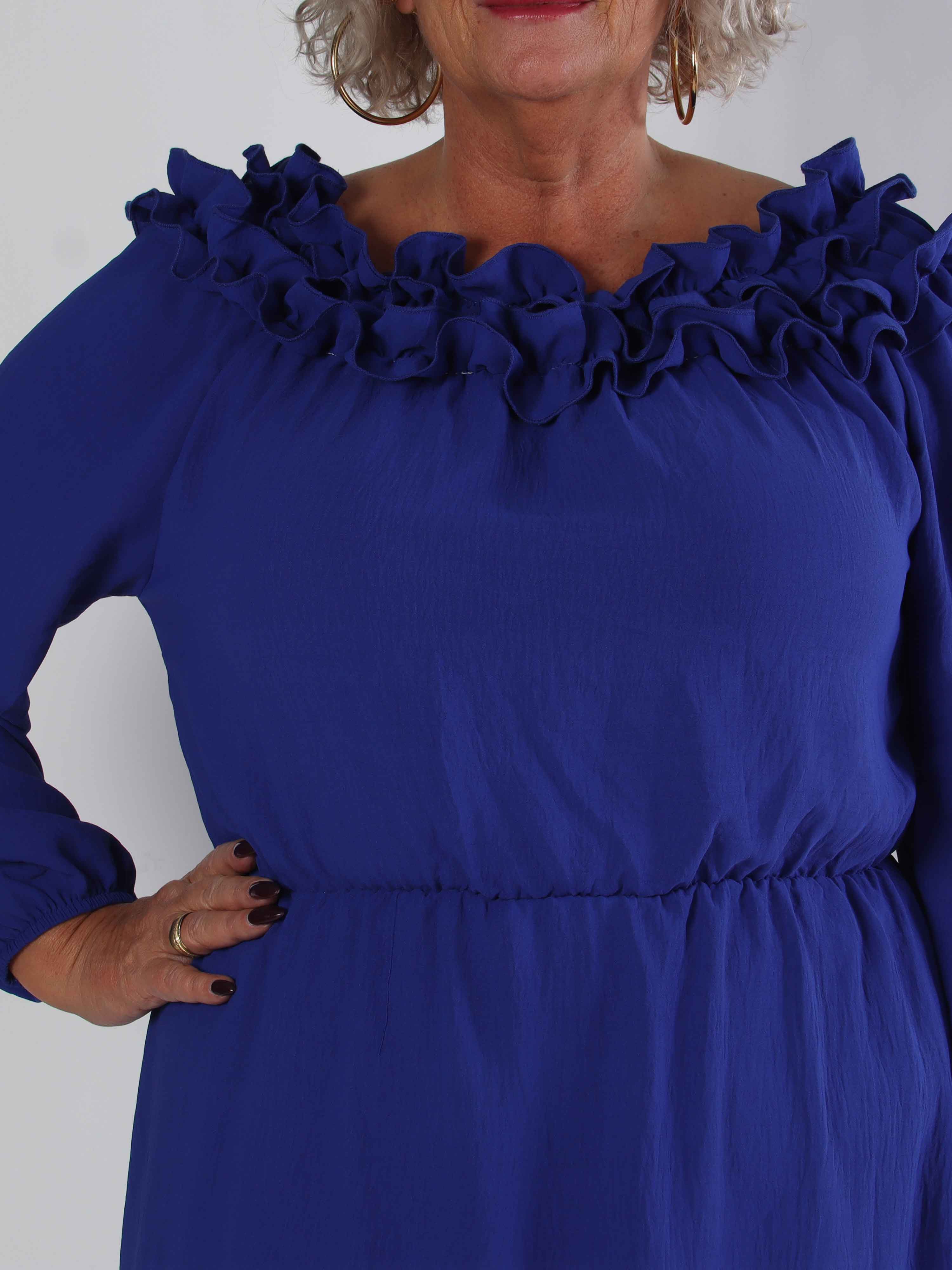 Chili Fitted Dress - Plus size kjole med flæsekant og elastik i taljen